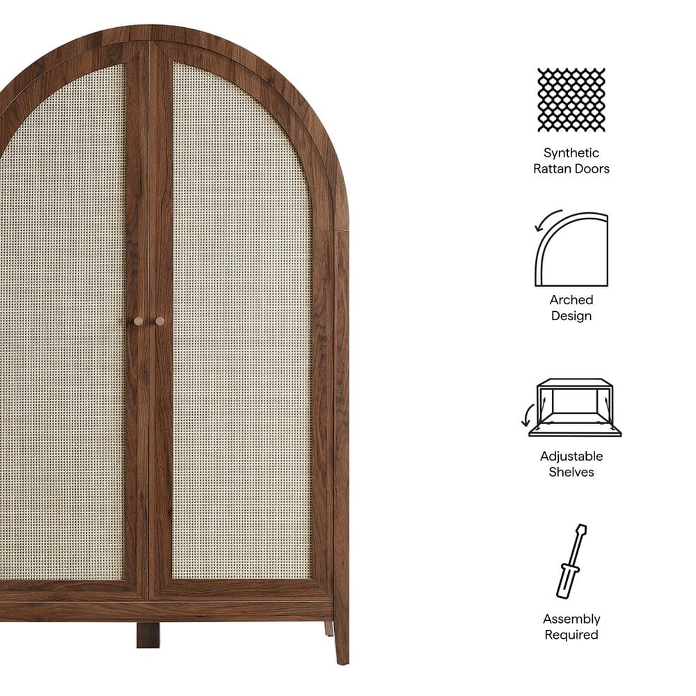 Calista 63 Inch Arched Storage Cabinet With Folding Desk by Modway - Image 2