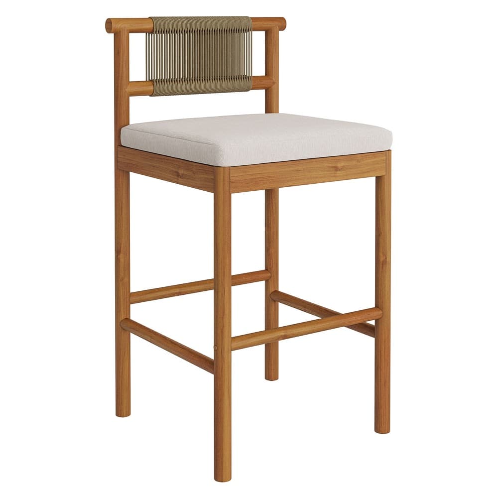 Eleni Outdoor Patio Teak Wood Bar Stools Set of 2 by Modway - Image 4