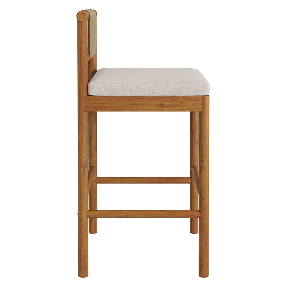 Eleni Outdoor Patio Teak Wood Bar Stools Set of 2 by Modway - Image 5