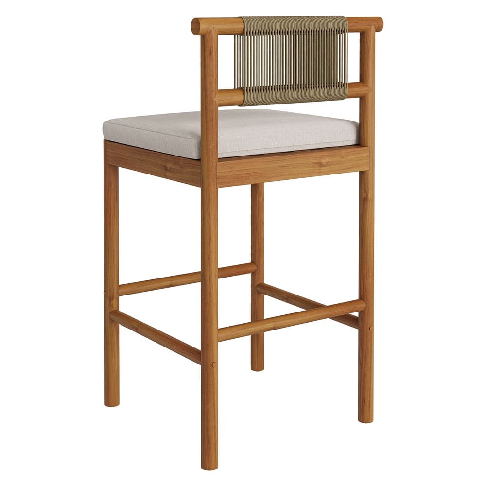 Eleni Outdoor Patio Teak Wood Bar Stools Set of 2 by Modway - Image 6