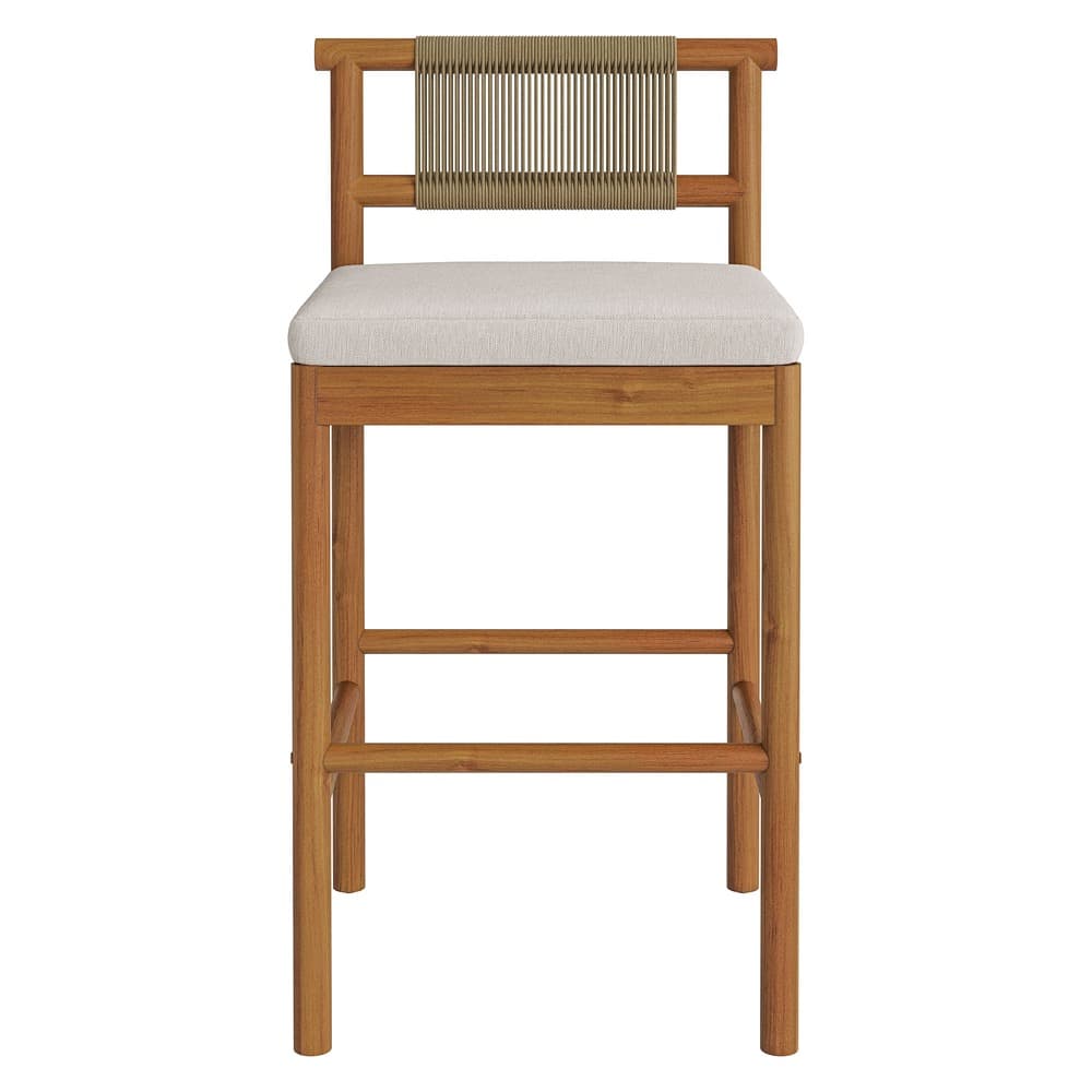 Eleni Outdoor Patio Teak Wood Bar Stools Set of 2 by Modway - Image 7