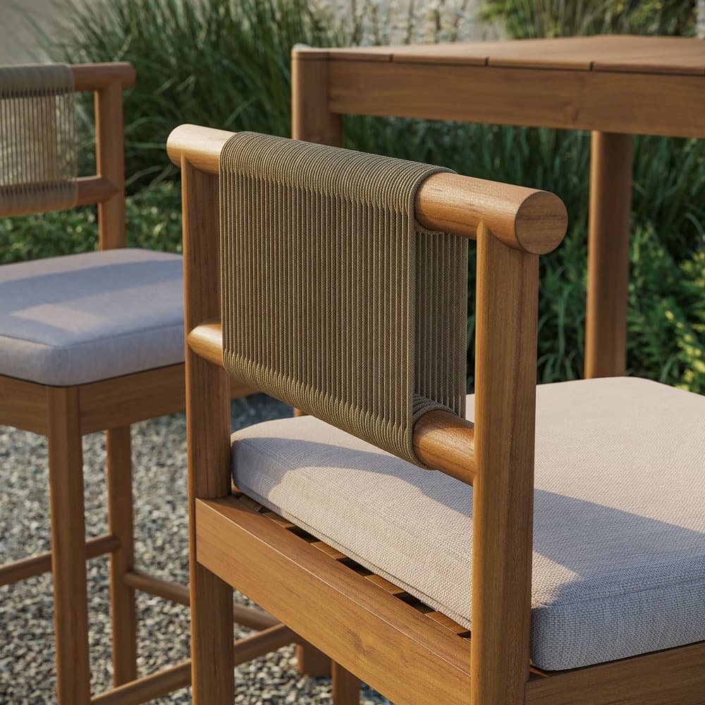 Eleni Outdoor Patio Teak Wood Bar Stools Set of 2 by Modway - Image 10