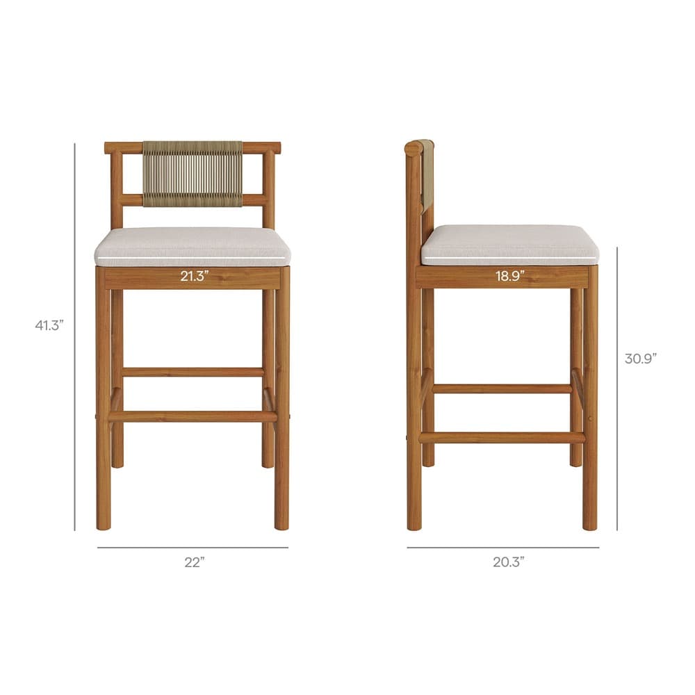 Eleni 3-Piece Outdoor Patio Teak Wood Bar Set by Modway - Image 4