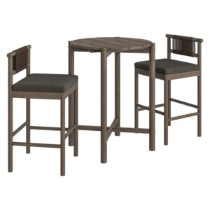 Eleni 3-Piece Outdoor Patio Teak Wood Bar Set by Modway