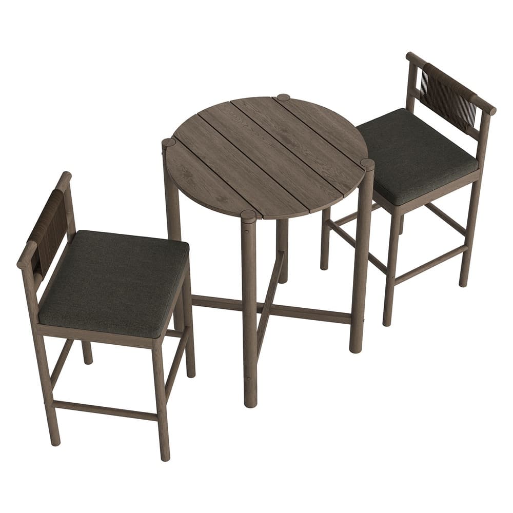 Eleni 3-Piece Outdoor Patio Teak Wood Bar Set by Modway - Image 5