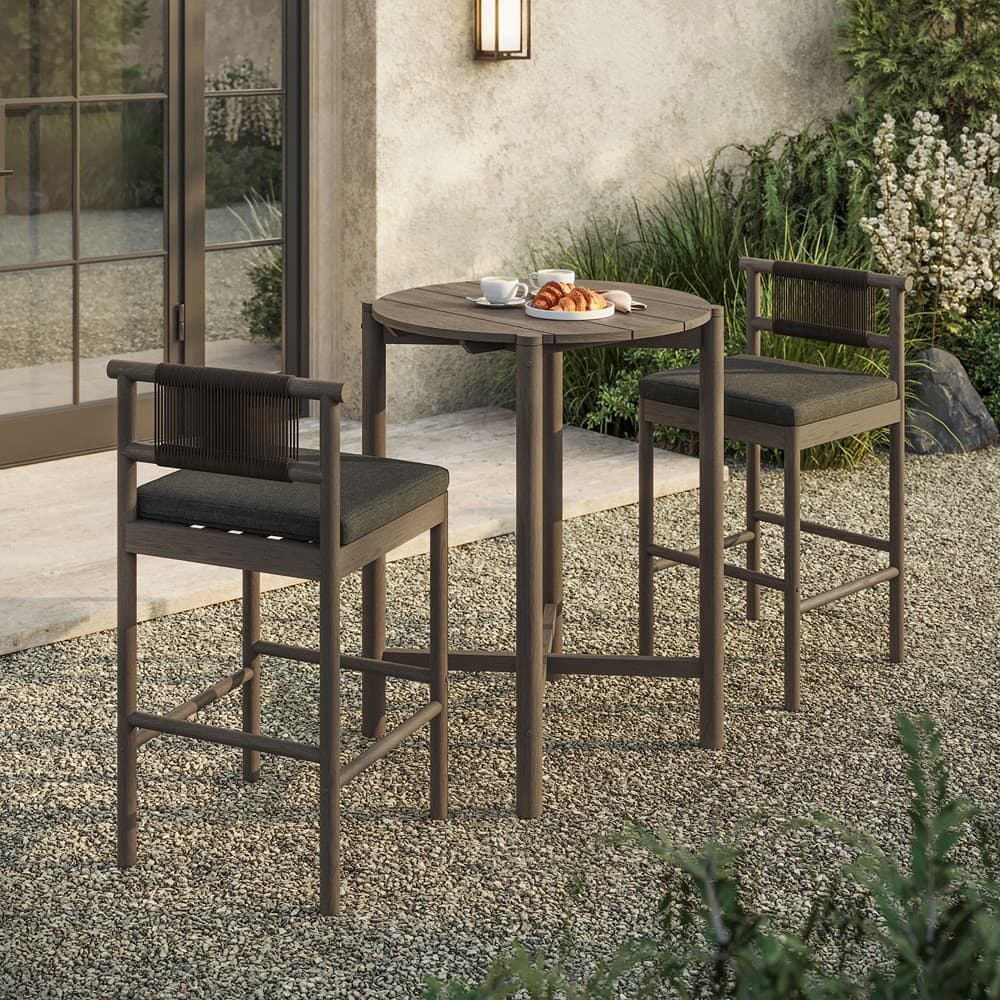 Eleni 3-Piece Outdoor Patio Teak Wood Bar Set by Modway - Image 6