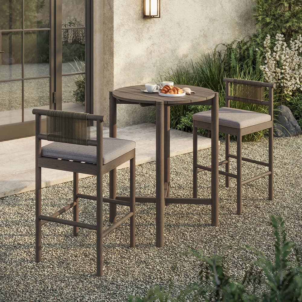 Eleni 3-Piece Outdoor Patio Teak Wood Bar Set by Modway - Image 6
