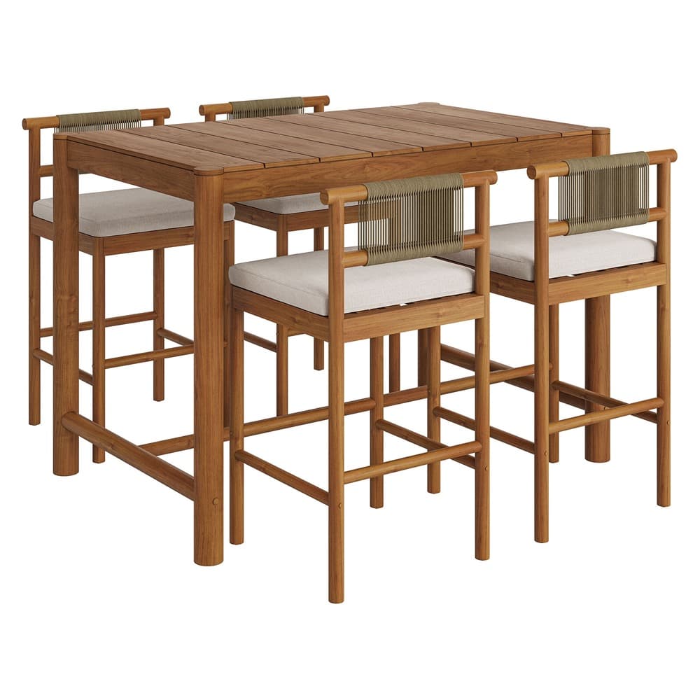 Eleni 5-Piece Outdoor Patio Teak Wood Bar Set by Modway