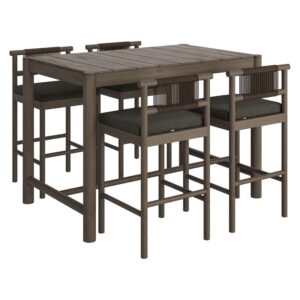 Eleni 5-Piece Outdoor Patio Teak Wood Bar Set by Modway