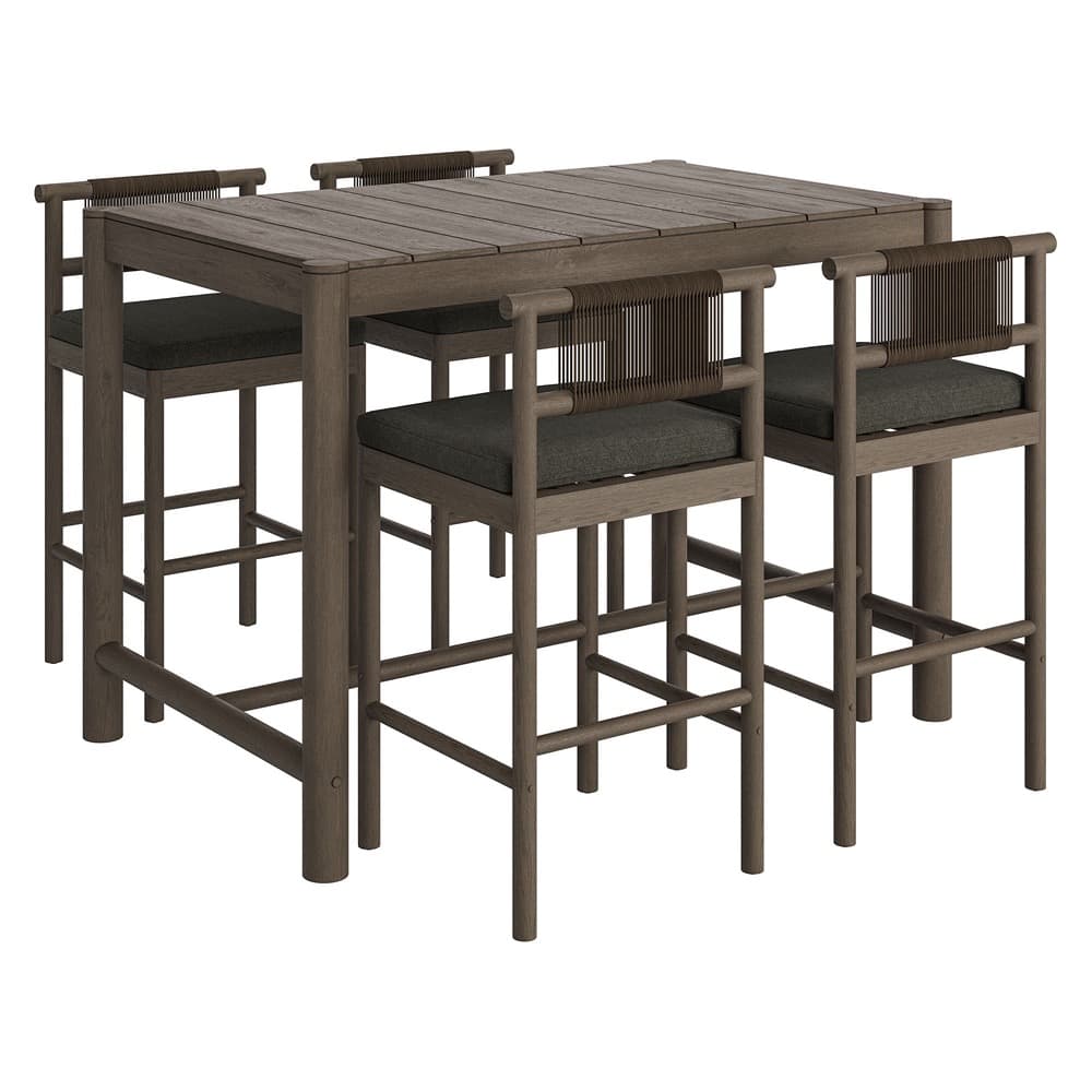 Eleni 5-Piece Outdoor Patio Teak Wood Bar Set by Modway
