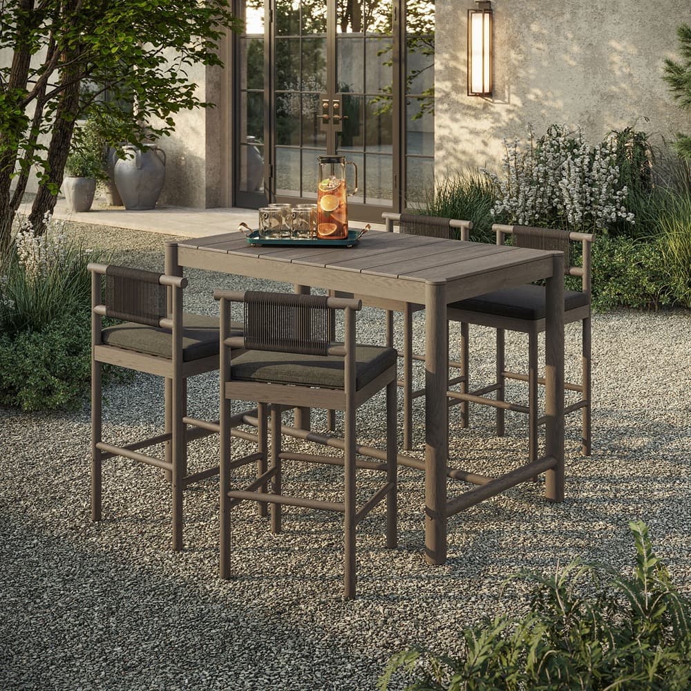 Eleni 5-Piece Outdoor Patio Teak Wood Bar Set by Modway - Image 6