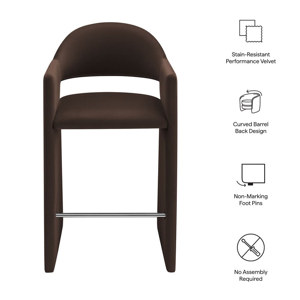 Talia 41 Inch Performance Velvet Bar Stool by Modway - Image 2