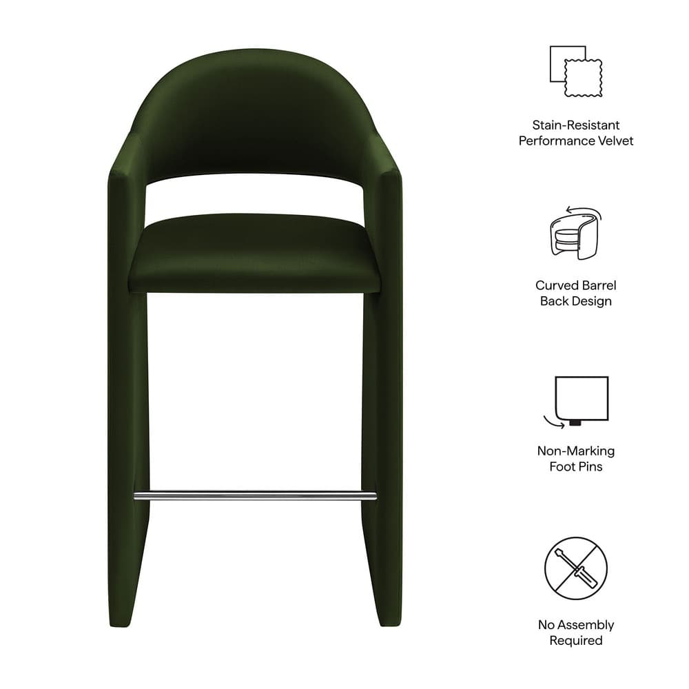 Talia 41 Inch Performance Velvet Bar Stool by Modway - Image 2