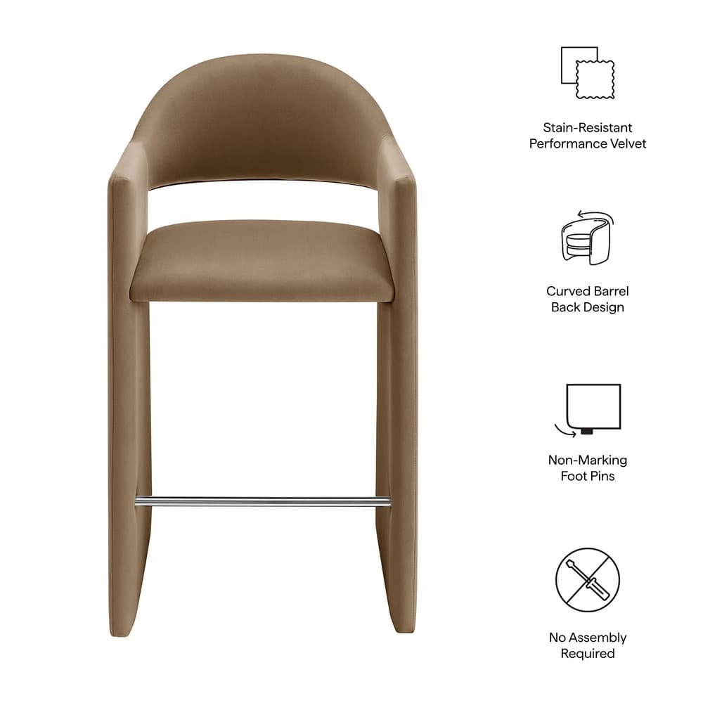 Talia 41 Inch Performance Velvet Bar Stool by Modway - Image 2