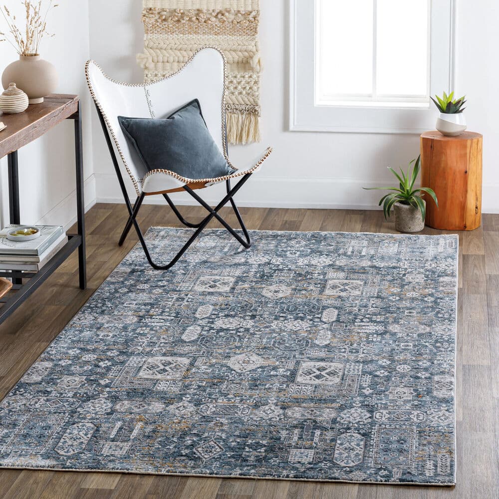 Cardiff Blue Machine Woven Rug by Livabliss - Image 2