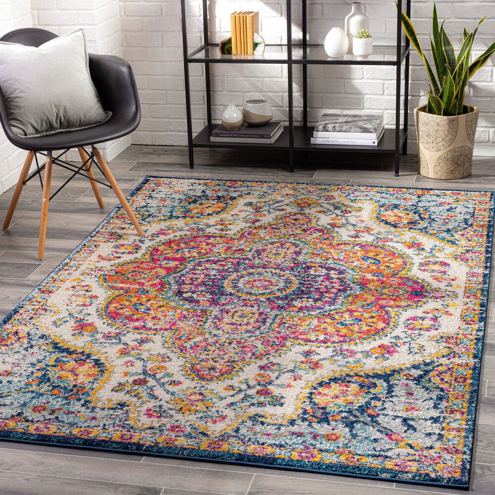 Elaziz Orange Machine Woven Rug by Livabliss - Image 2
