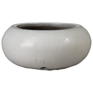 Round Moon White Ceramic Hose Container by Emissary