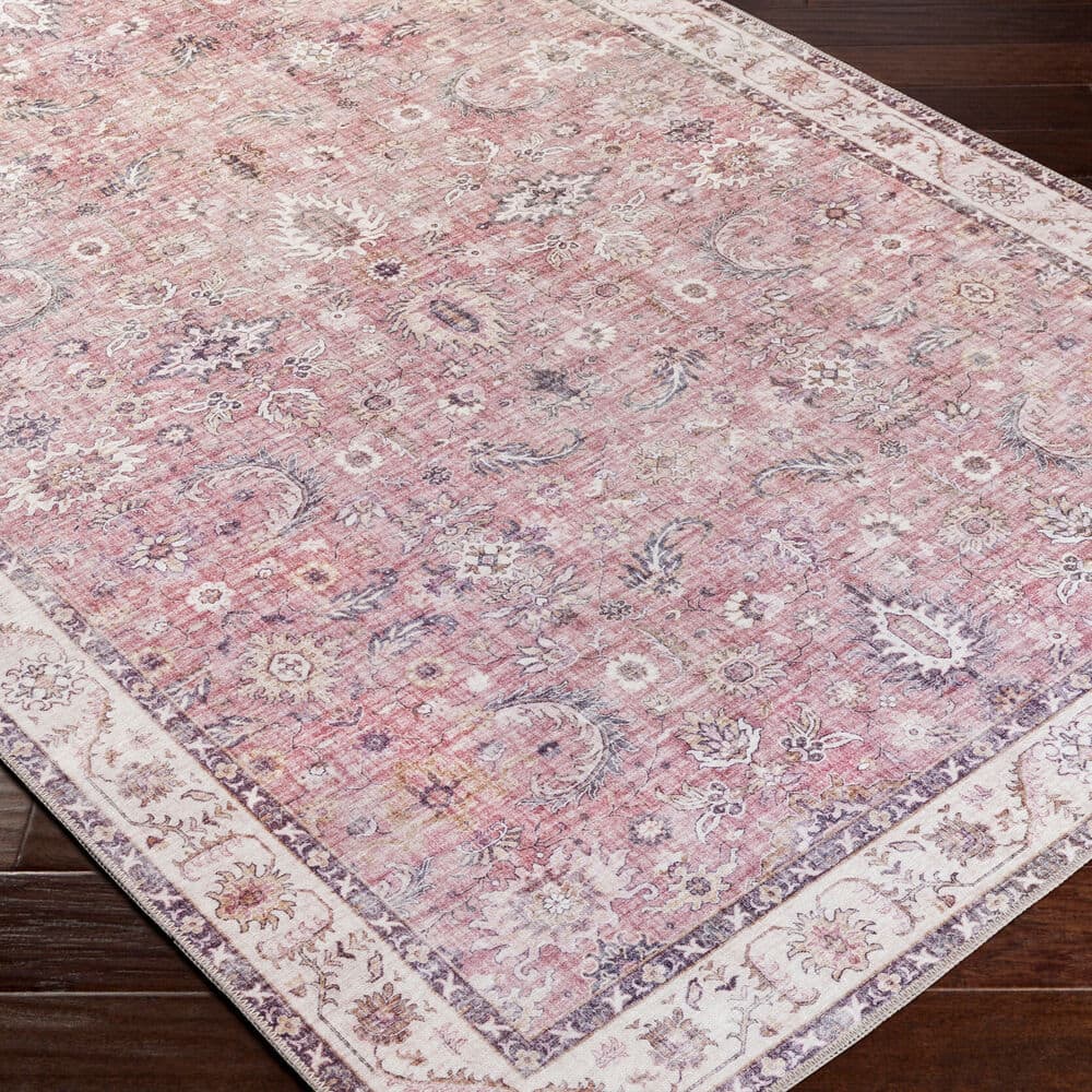 Iris Red Machine Woven Rug by Livabliss - Image 3