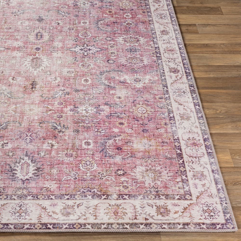 Iris Red Machine Woven Rug by Livabliss - Image 5