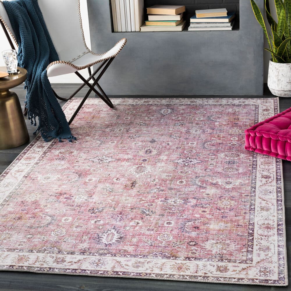 Iris Red Machine Woven Rug by Livabliss - Image 2