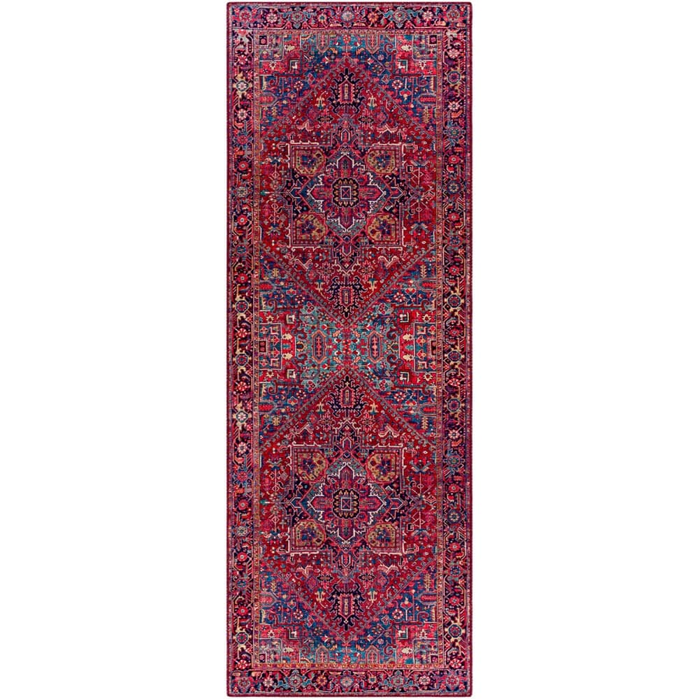 Iris Red Machine Woven Rug by Livabliss - Image 7