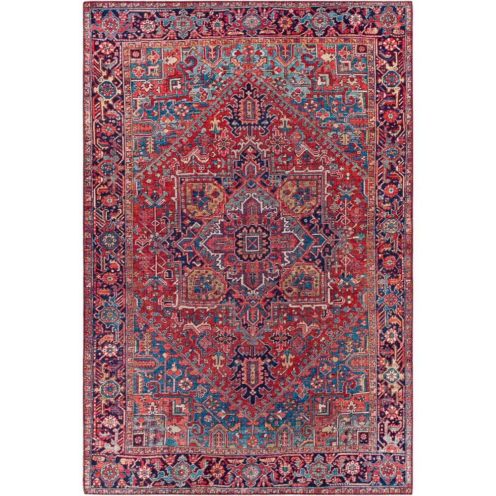 Iris Red Machine Woven Rug by Livabliss - Image 6