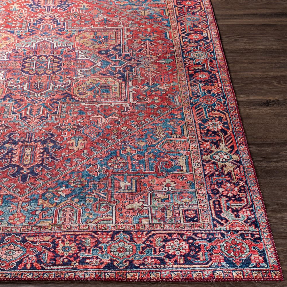 Iris Red Machine Woven Rug by Livabliss - Image 5