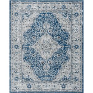 Jolie Dark Blue Machine Woven Rug by Livabliss