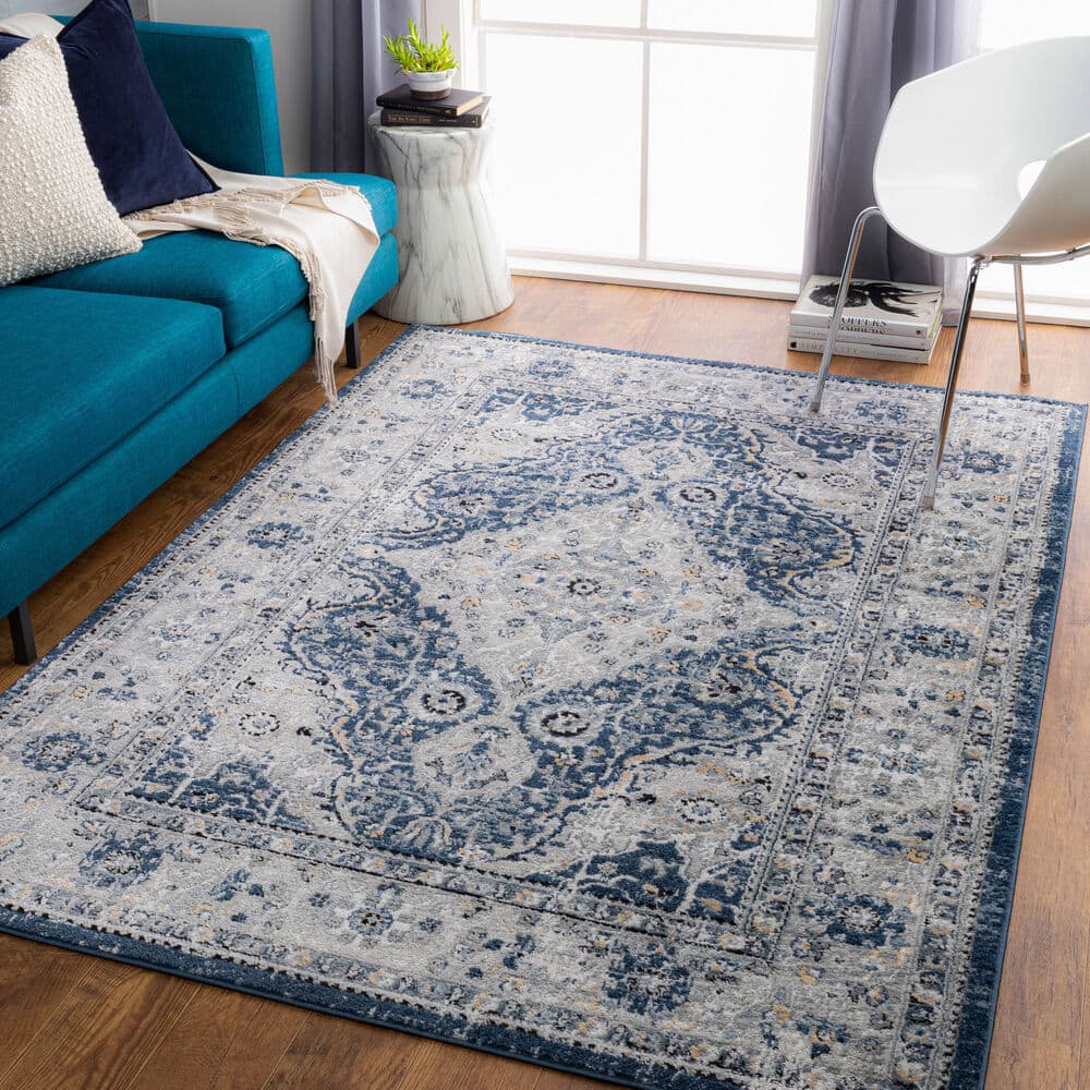 Jolie Dark Blue Machine Woven Rug by Livabliss - Image 2