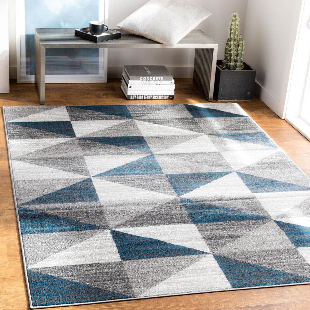 Monte Carlo Blue Machine Woven Rug by Livabliss - Image 2