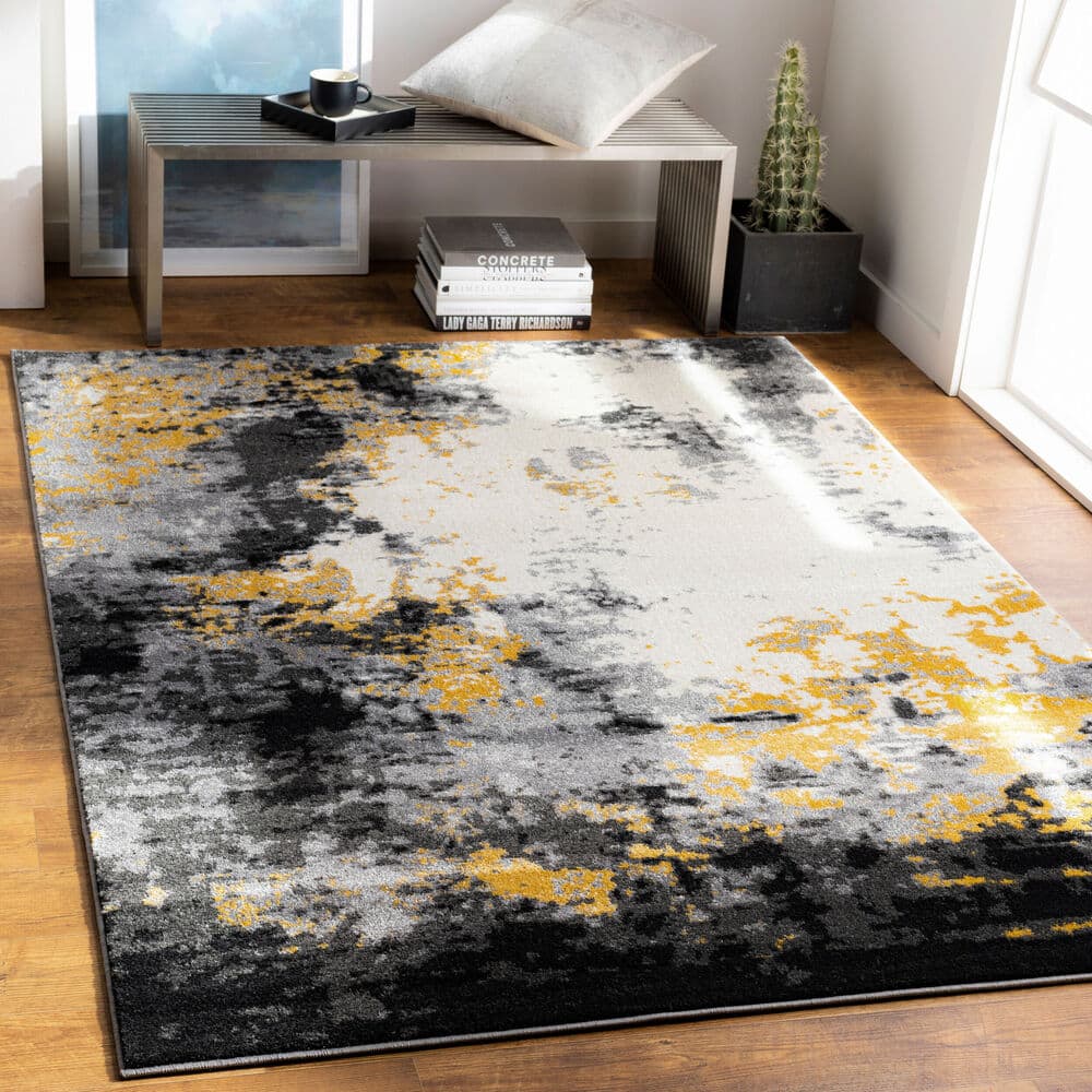 Pepin Black Machine Woven Rug by Livabliss - Image 2