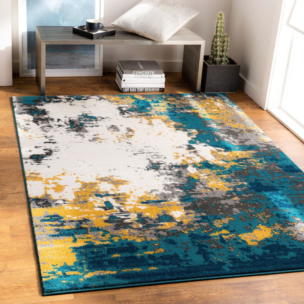 Pepin Blue Machine Woven Rug by Livabliss - Image 2
