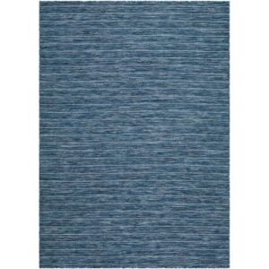 Patio Plus Denim Blue Machine Woven Outdoor Rug by Livabliss