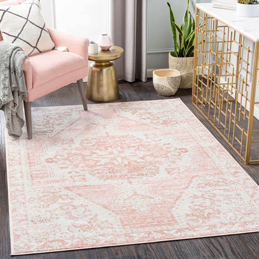 St Tropez Pale Pink Machine Woven Rug by Livabliss - Image 2