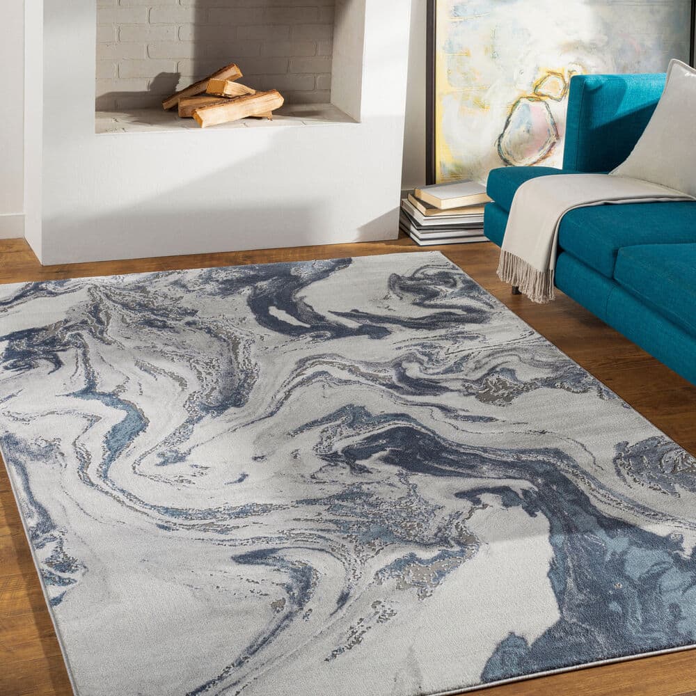 Tibetan Dark Blue Machine Woven Rug by Livabliss - Image 2