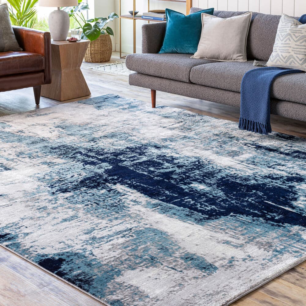 Wanderlust Blue Machine Woven Rug by Livabliss - Image 2