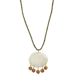 Pendant with Bone and Wood Beads by Ora Ten