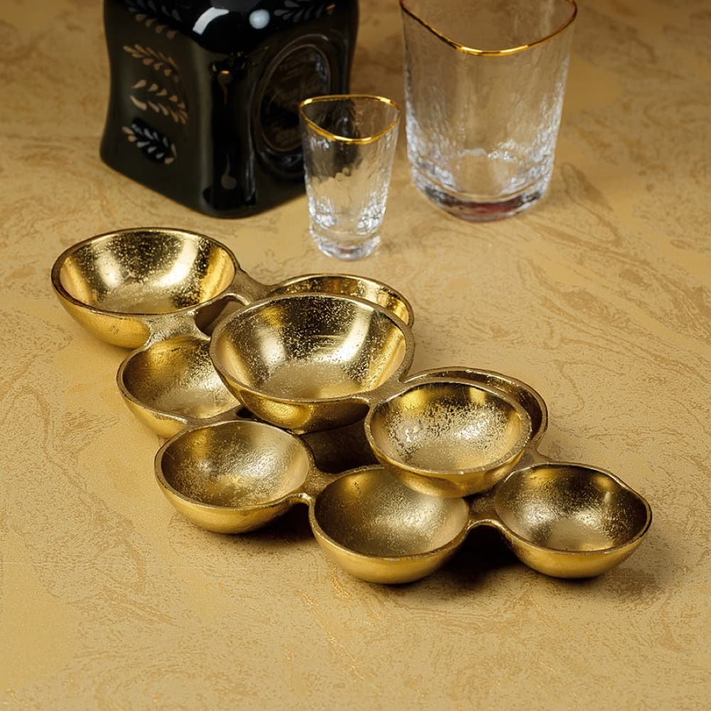 Small Cluster of 9 Serving Bowls in Dark Gold by Zodax - Image 2