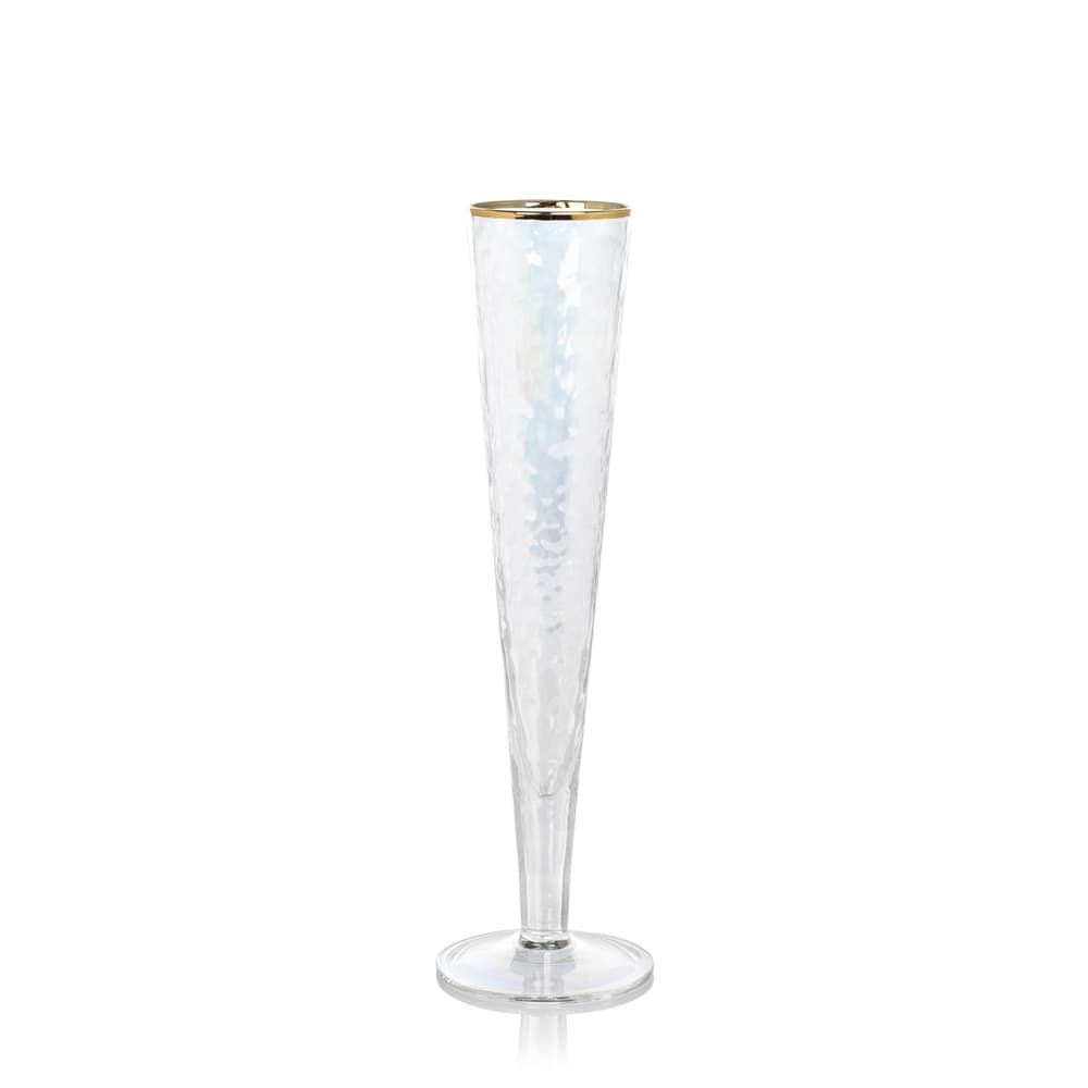 Aperitivo Slim Champagne Flutes in Lusterwith Gold Rim Set of 4 by Zodax