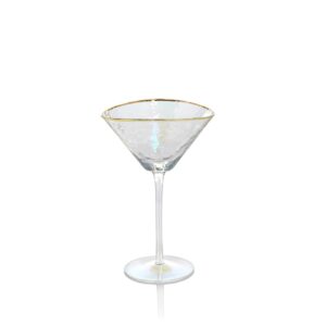 Aperitivo Triangular Martini Glasses in Luster with Gold Rim Set of 4 by Zodax