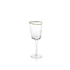 Aperitivo Triangular Wine Glasses, Clearwith Gold Rim Set of 4 by Zodax