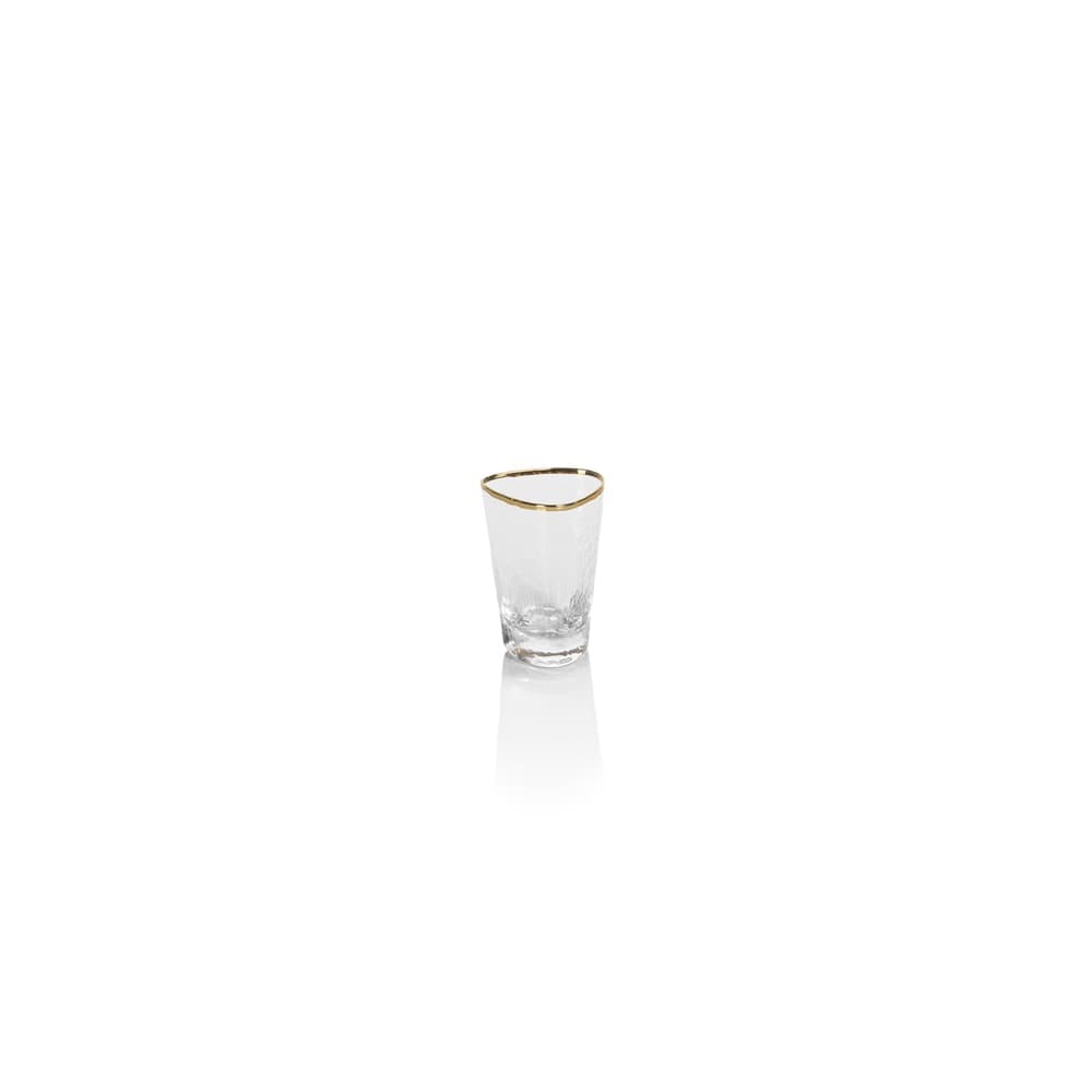 Aperitivo Triangular Shot Glasses, Clear with Gold Rim Set of 6 by Zodax