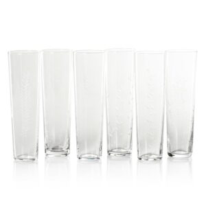 Flora Etched Flutes in 6 Assorted Designs Set of 6 by Zodax
