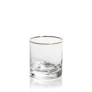 Negroni Hammered Double Old Fashioned Glasses with Gold Rim Set of 4 by Zodax