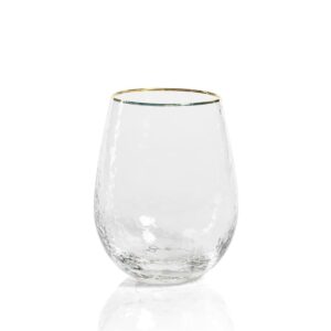 Negroni Hammered Stemless All Purpose with Gold Rim Set of 4 by Zodax