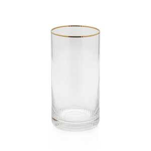 Optic Highball Glasses with Gold Rim Set of 6 by Zodax