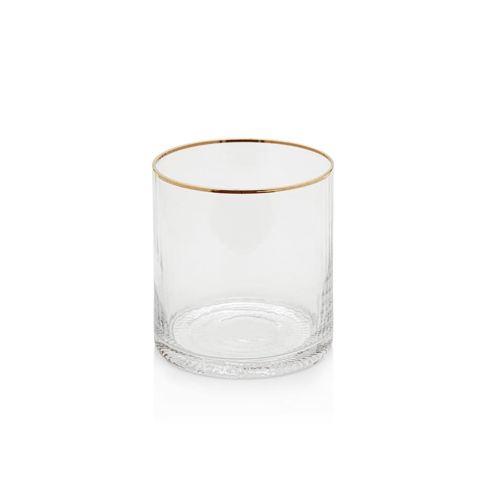 Optic Rock Glasses with Gold Rim Set of 6 by Zodax