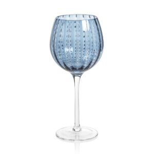 Portofino White Dot Wine Glasses in Navy Blue Set of 4 by Zodax