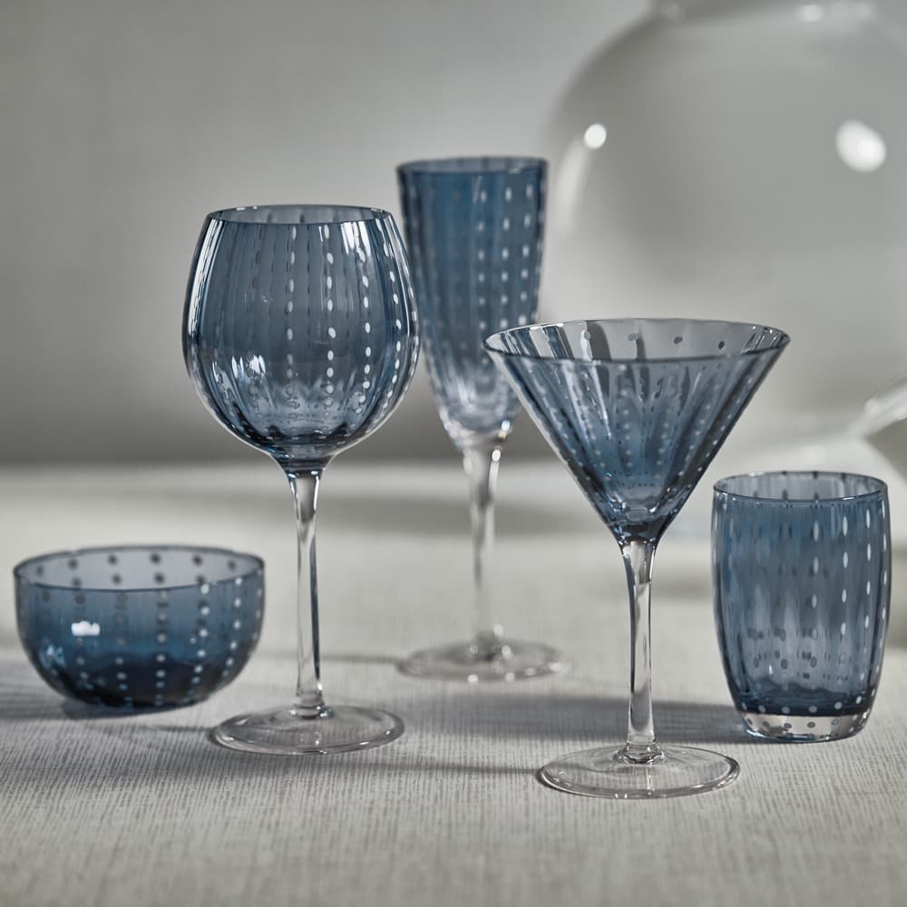 Portofino White Dot Tumblers in Navy Blue Set of 4 by Zodax - Image 2
