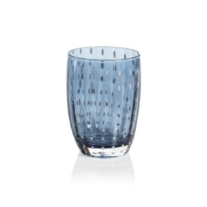 Portofino White Dot Tumblers in Navy Blue Set of 4 by Zodax